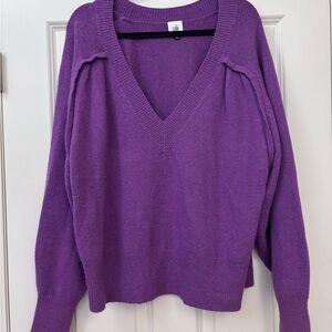 CABI Deep Purpley/Raspberry Pink  V-Neck Sweater